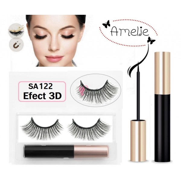 Gene false Amelie Effect 3D tip banda 1 pereche cu Magnet Cod SA122 + Adeziv cu magnet